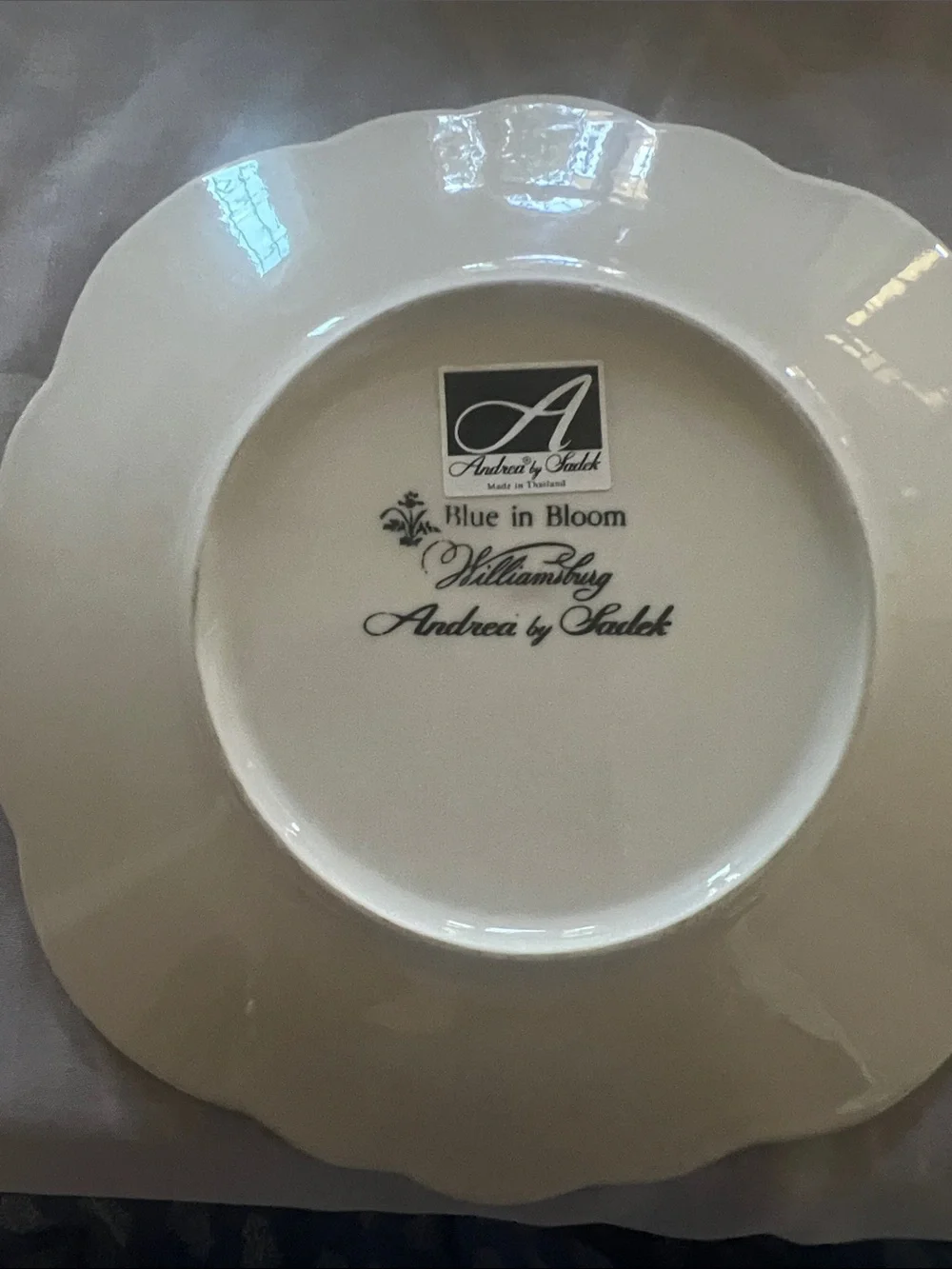 Andrea By Sadek Blue and White Scalloped Floral Dessert Plates - Set of 2